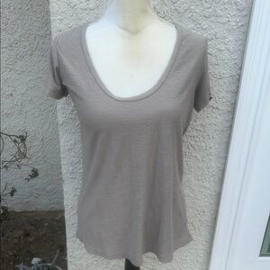James Perse Beige Taupe Short Sleeve Scoop Tshirt Women's Size 2/M
